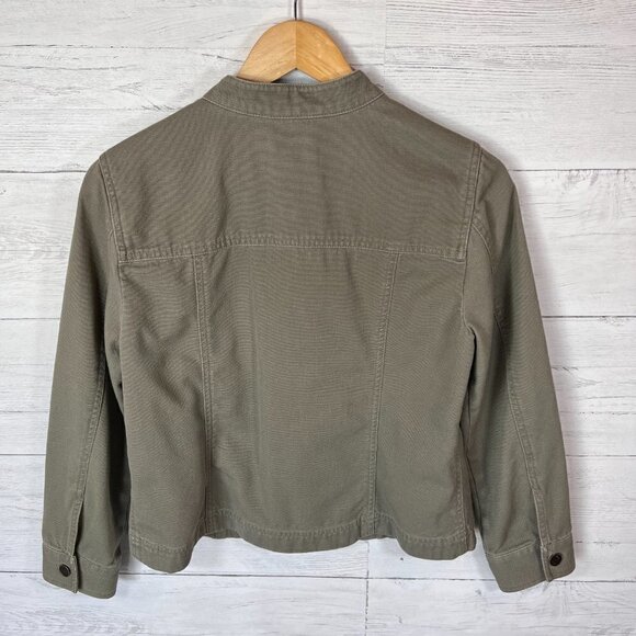 J Jill Jacket Womens Size XSP Olive Green Utility Military Distressed Denim Army - Picture 13 of 13